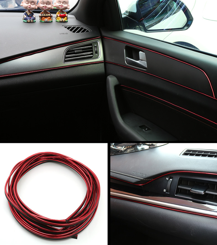 Dekoračná lišta do interiéru auta - červená 5m