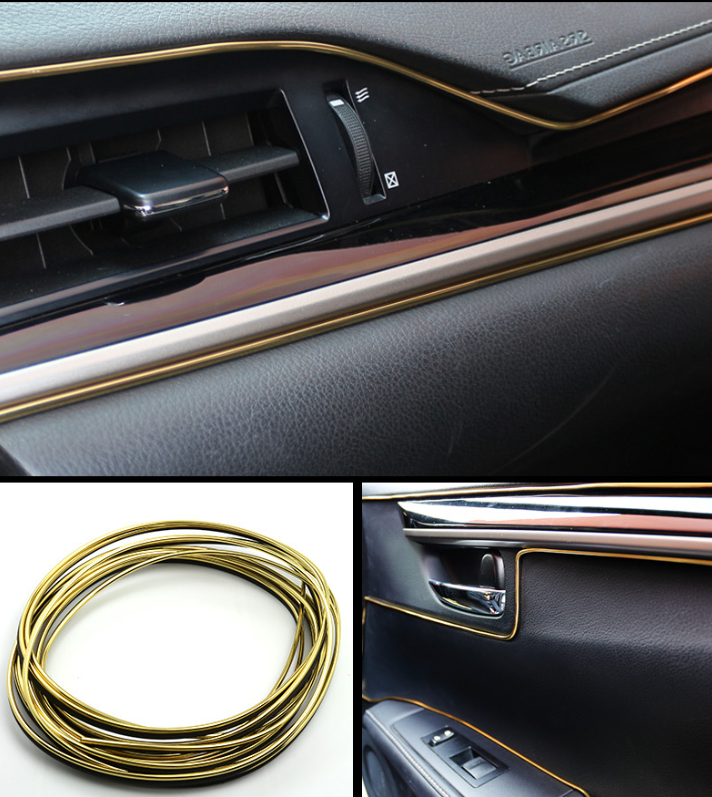 Dekoračná lišta do interiéru auta - zlatá 5m