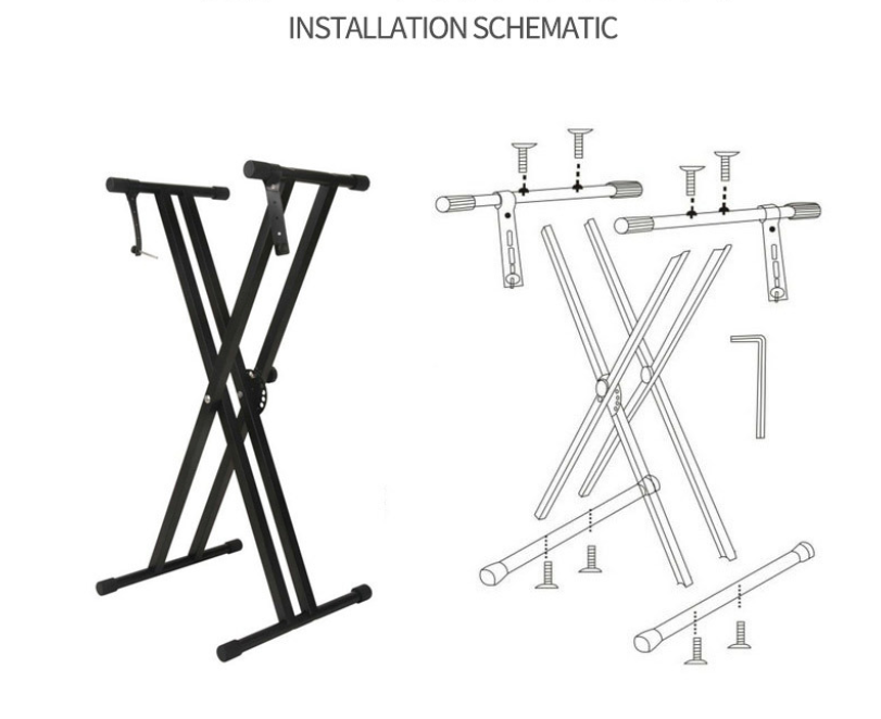Stojan na klávesy – skladacia X konštrukcia (čierny)