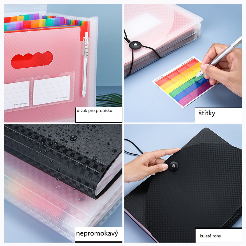 Rozkladací organizér na dokumenty A4 – čierny