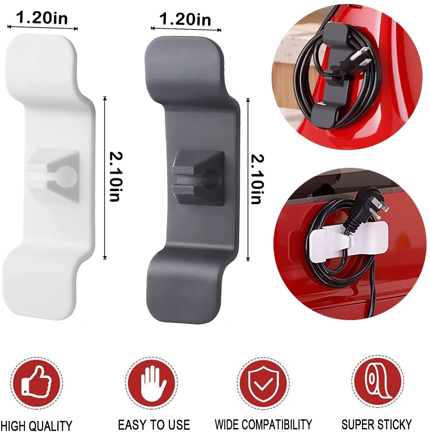 Samolepiaci držiak kábla – súprava 2 ks (sivý)