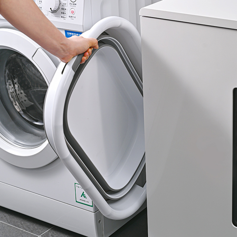 Skladací kôš na bielizeň - tmavo šedá / biela