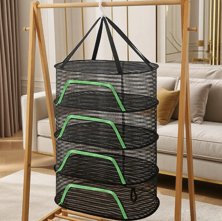 Závesná sieť na sušenie byliniek a húb 4 poschodia 50 x 70 cm