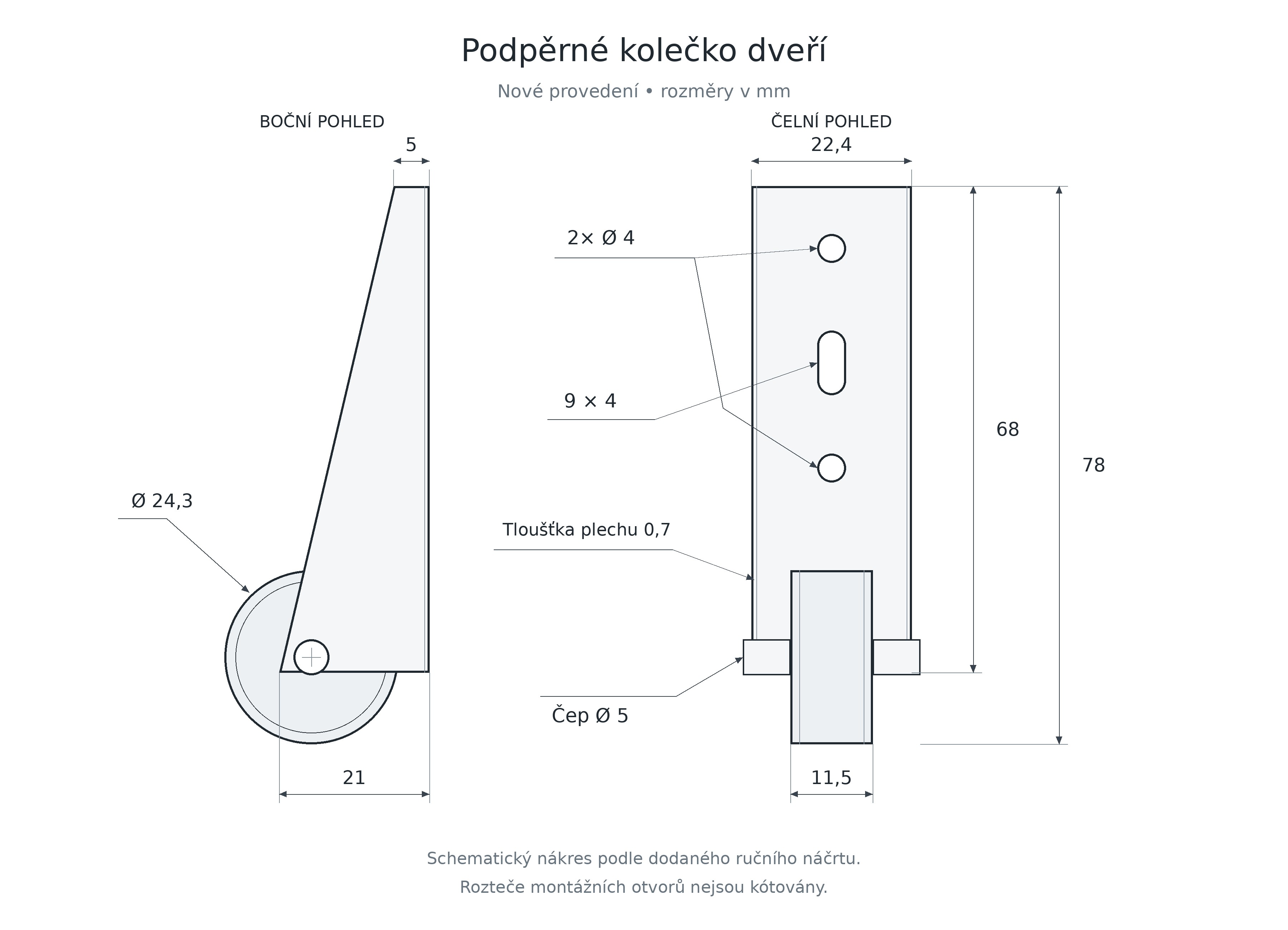Podperné koliesko zvesených dverí čierne ELEMENTRIX