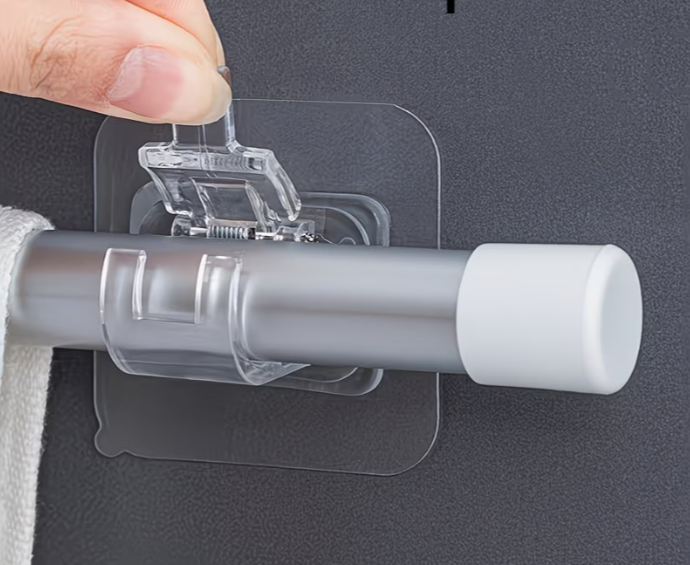 Samolepiaci držiak tyče / háčik – transparentný (2 ks)