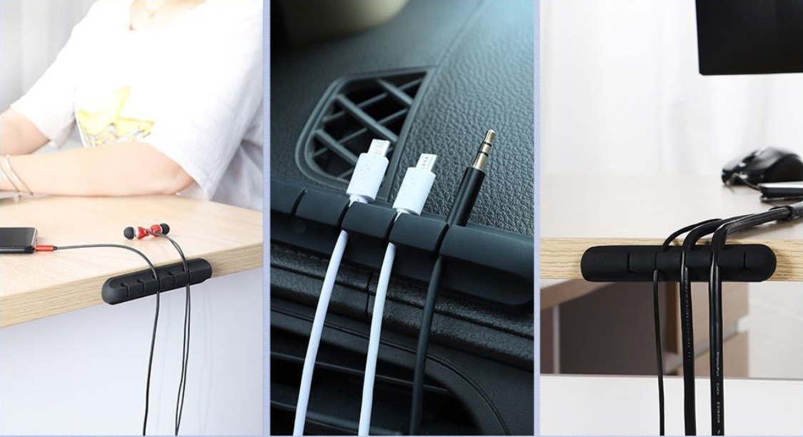 Organizér káblov na stôl - 5 slotov (čierny)