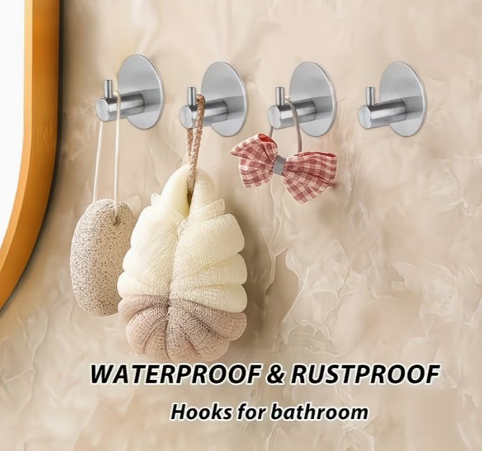 Samolepiaci háčik – nerez okrúhly, súprava 4 ks