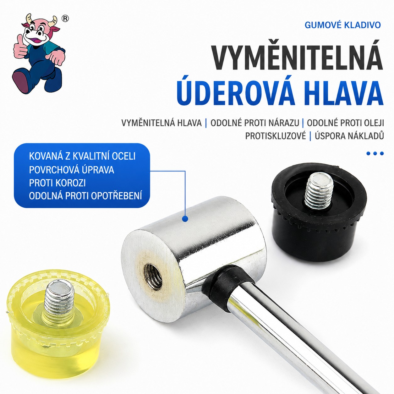 Montážne kladivo 35 mm s výmennými hlavicami