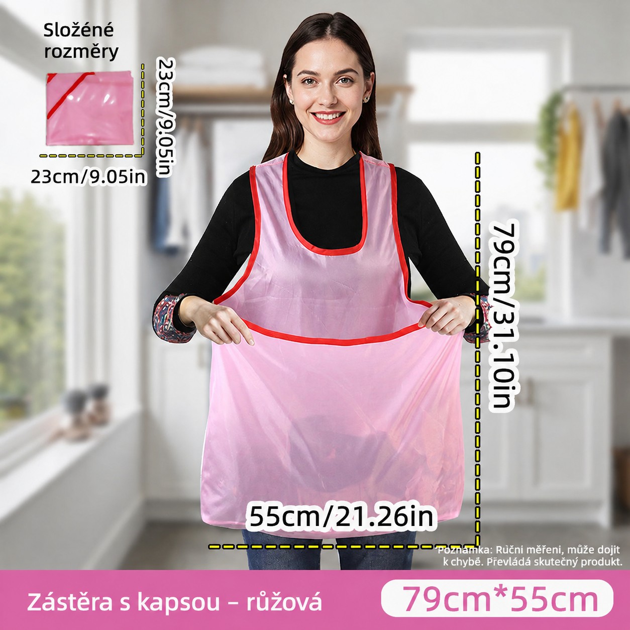 Zástera s vreckom - ružová, 79 × 55 cm