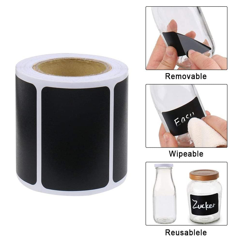 Čierne popisovacie samolepiace štítky 5,5 × 3,5 cm – 120 ks + biely popisovač