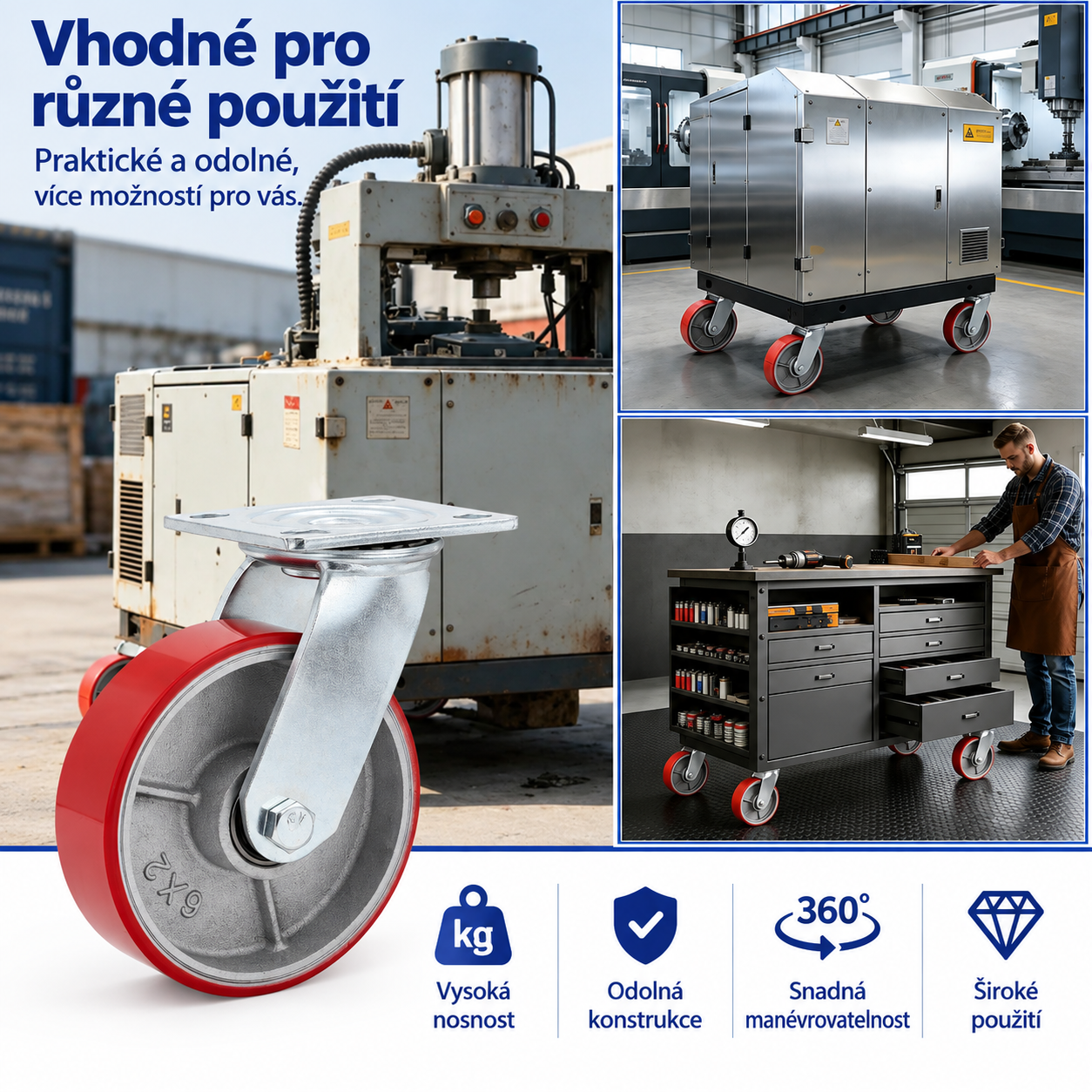 Otočné transportné koliesko 4" / 100 mm - nosnosť 250 kg