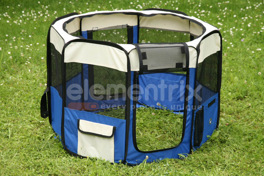 Klietka kruhová, skladacia, látková, výbehy, veľkosť XL, námornícka modrá