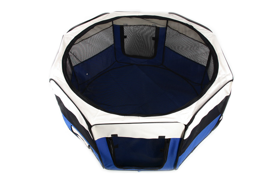 Klietka kruhová, skladacia, látková, výbehy, veľkosť L, tmavá modrá