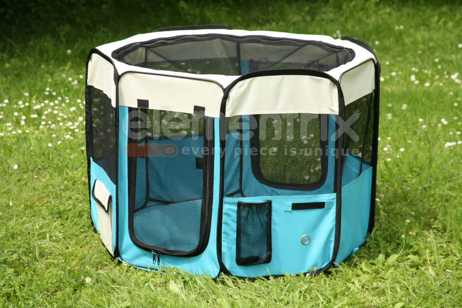 Klietka kruhová, skladacia, látková, výbehy, veľkosť XXL svetlo modrá