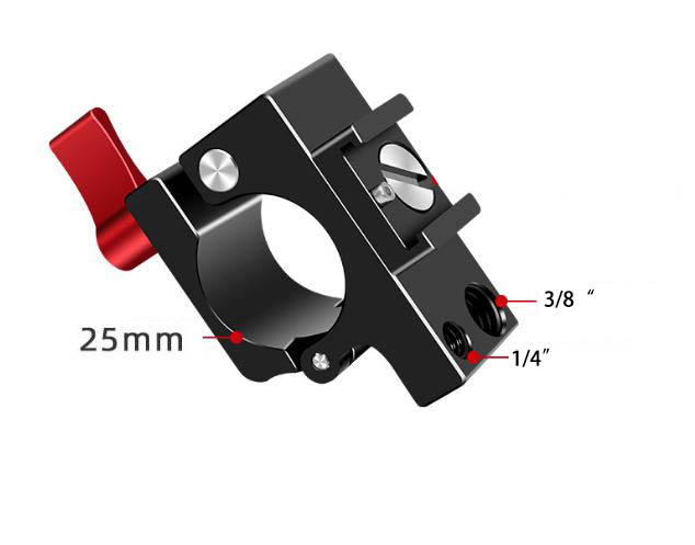 Svěrka Rig tyče 25mm, sáňky se závity 3/8" a 1/4"
