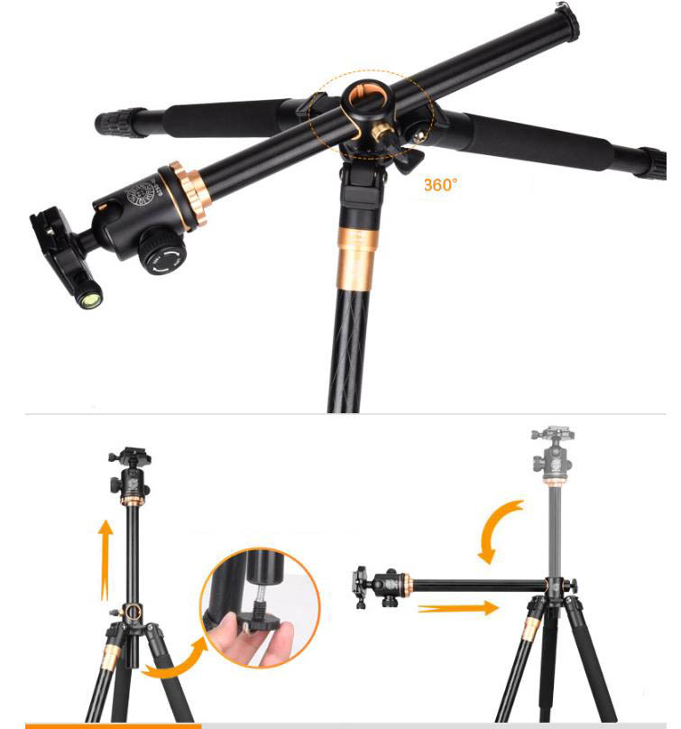 Hliníkový stativ tripod s hlavou s příčnou osou