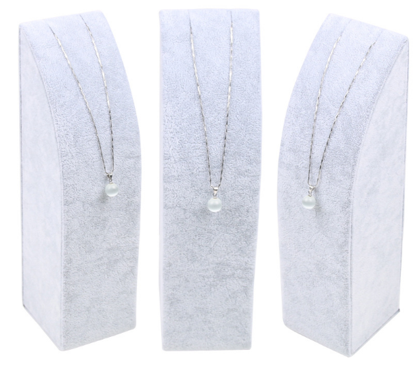 Hranol, stojánek, dekolt na šperky 14,5cm šedý samet