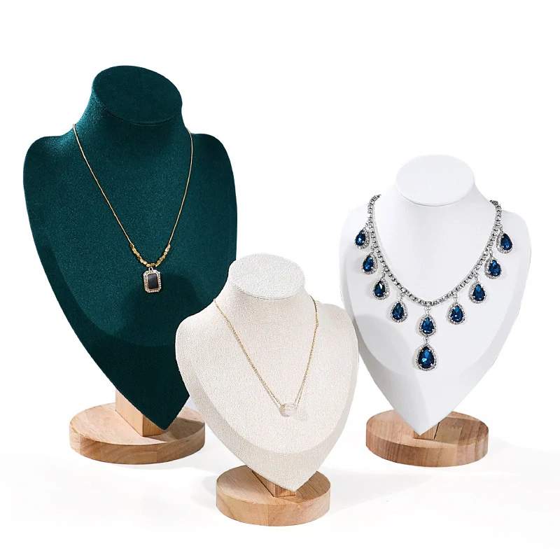 Stojanček, dekolt na šperky výška 24cm zelená