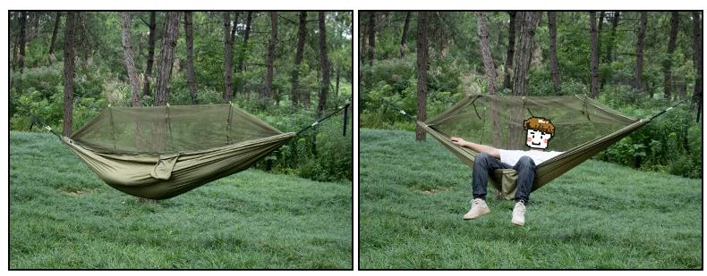 Hamak s moskytiérou 260 × 140 cm, zelená