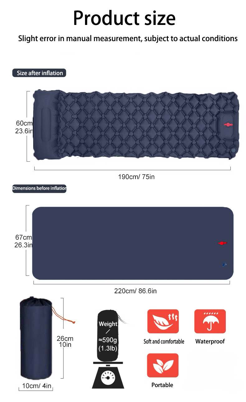 Samonafukovacia turistická karimatka so vstavanou pumpou military zelená