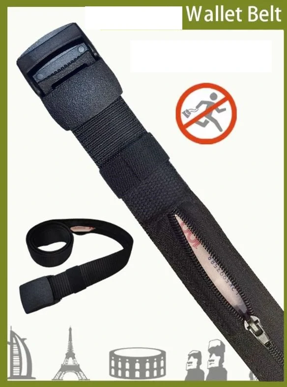 Cestovný pásik so skrytým vreckom – čierny