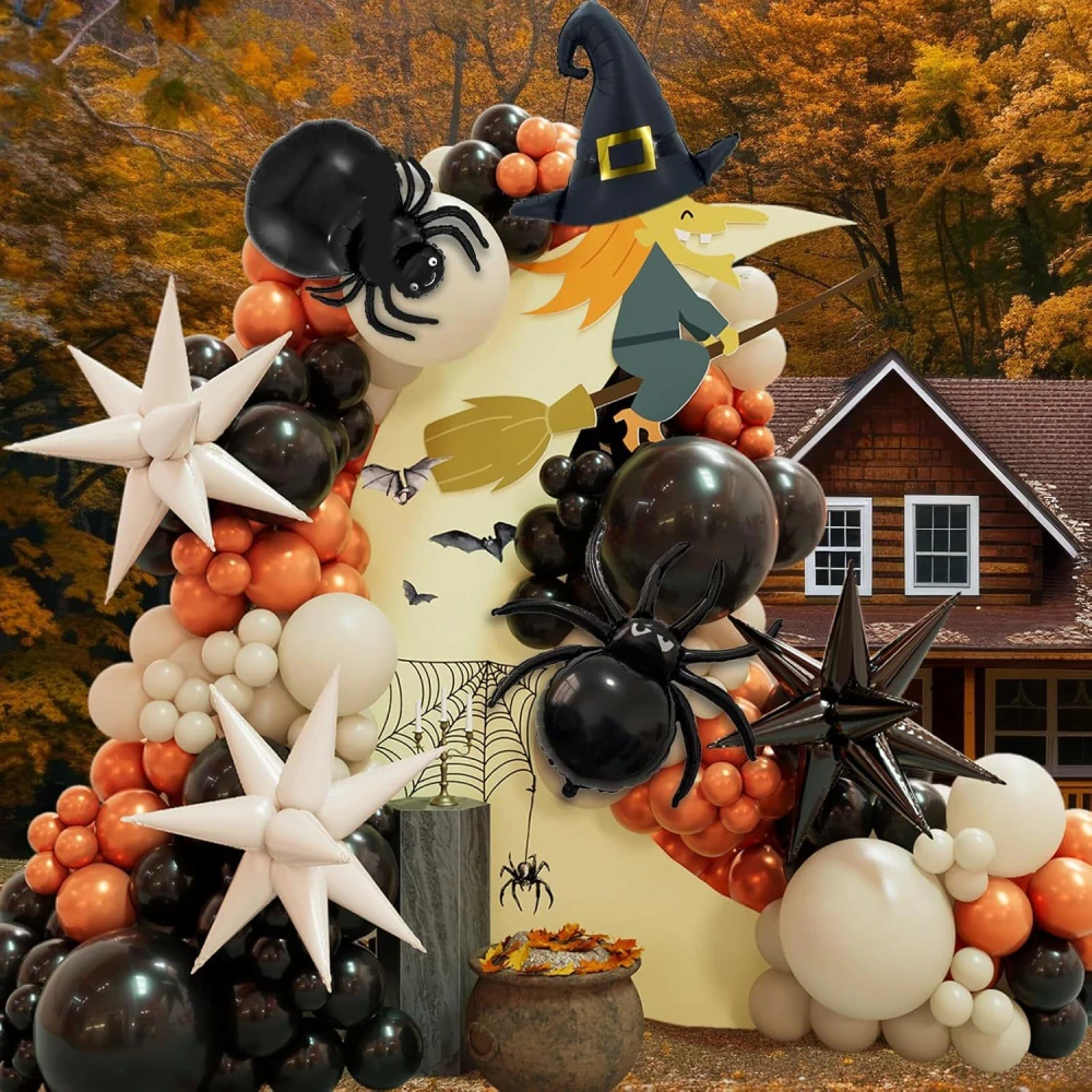 Párty balóniky, balóniková girlanda halloween pavúky 138ks