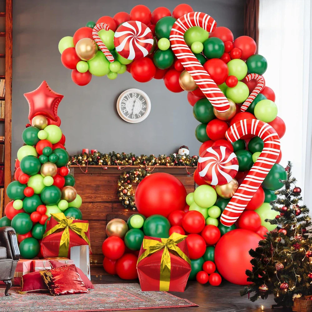 Párty balóniky, balóniková girlanda zeleno červené 144ks