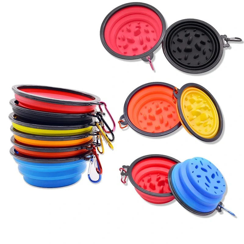 Silikónová skladacia miska proti hltaniu pre psa 1000ml modrá