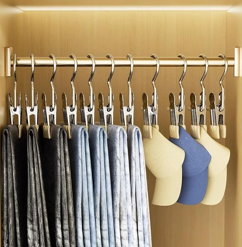 Vešiak s klipom na oblečenie, šedý, 5ks