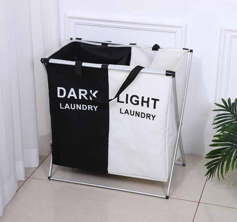 Dvojitý kôš na bielizeň 113 l čierna biela