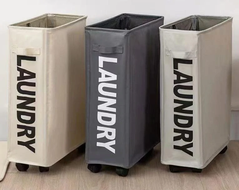 Textilný kôš na bielizeň kompaktný šedy