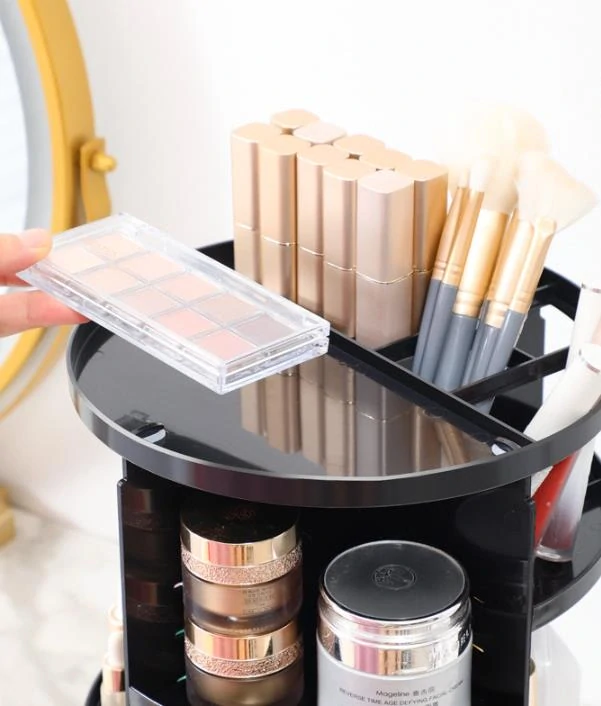 Otočný kozmetický organizér - čierny