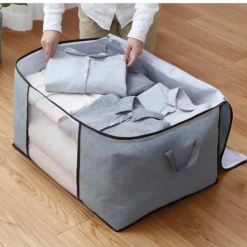 Veľký textilný úložný box 90L modrý