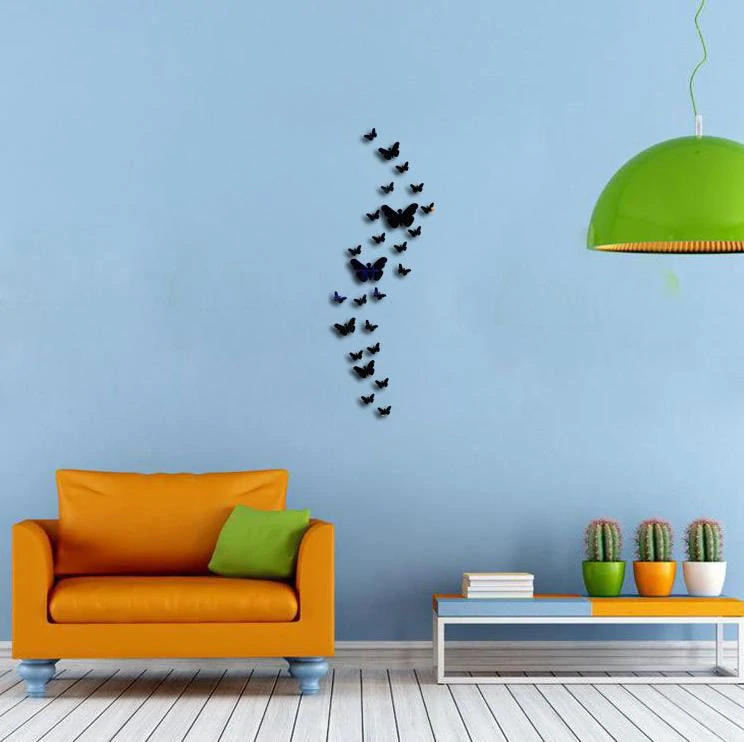 Súprava 30 kusov zrkadlových motýlikov čierna