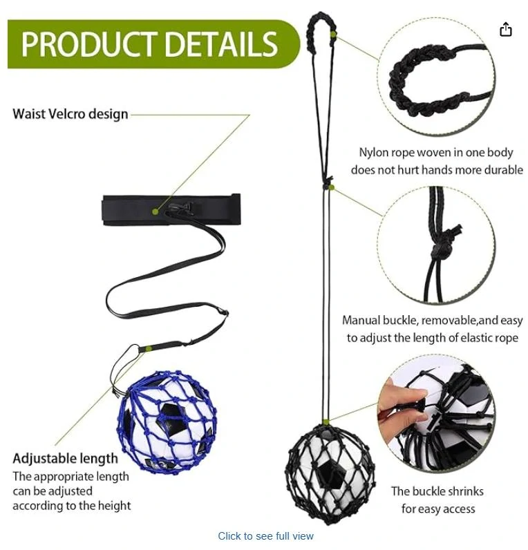 Futbalový trenažér s pásom na telo a elastickým lanom (modrý)