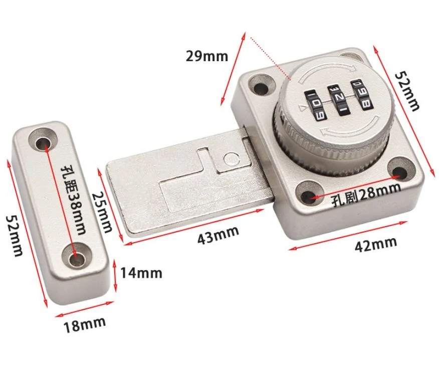 Mechanický kódový posuvný zámok – 3-miestny