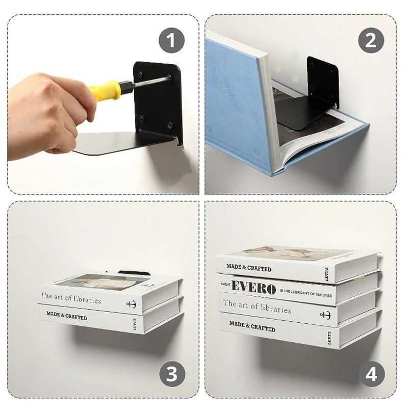 Kovová neviditeľná polička - čierna 1ks