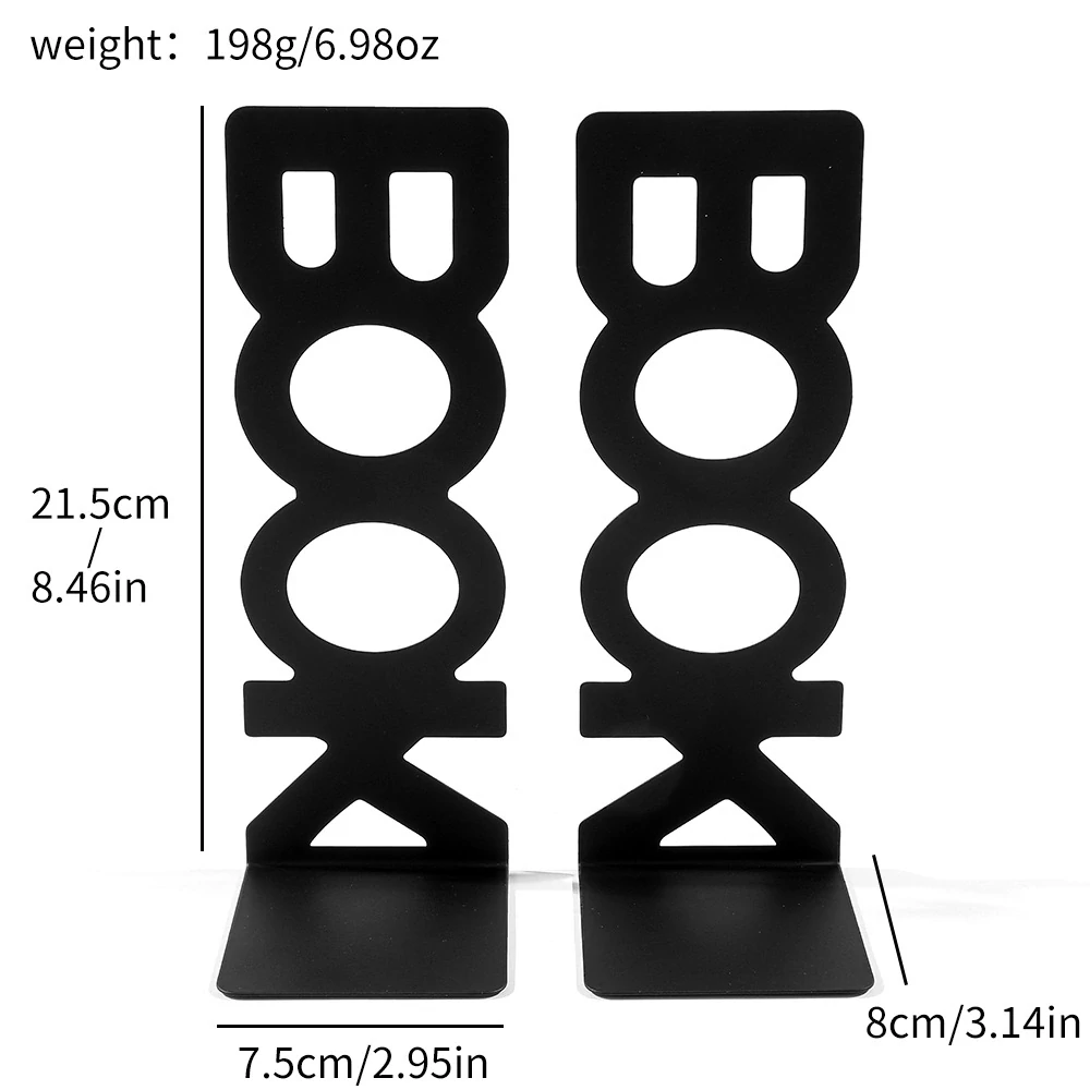 Zarážky na knihy čierne BOOK vysoký 1 pár