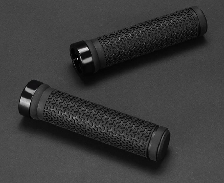 Cyklistické ergonomické gripy s uzamykacou objímkou ​​(1 pár) – čierne