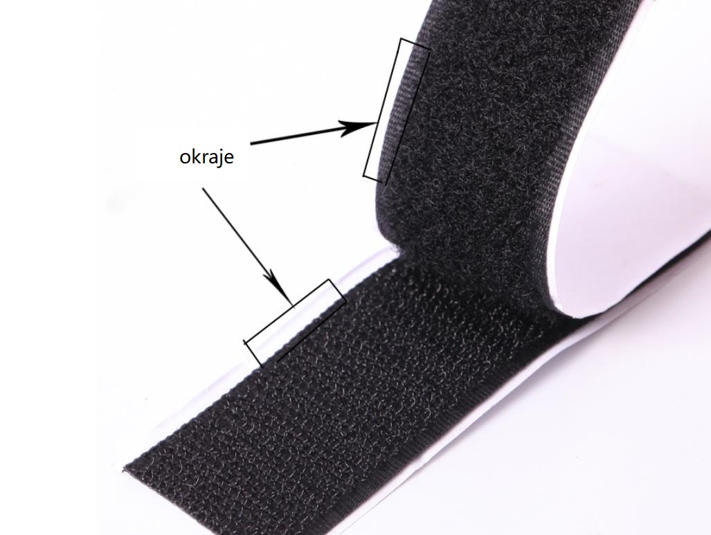 Samolepiace suchý zips (Velcro) – čierny, 3 × 10 cm, 10 ks