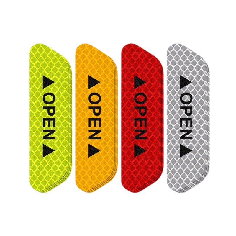 Reflexné samolepky na dvere auta – „OPEN“ (4 ks) zelené