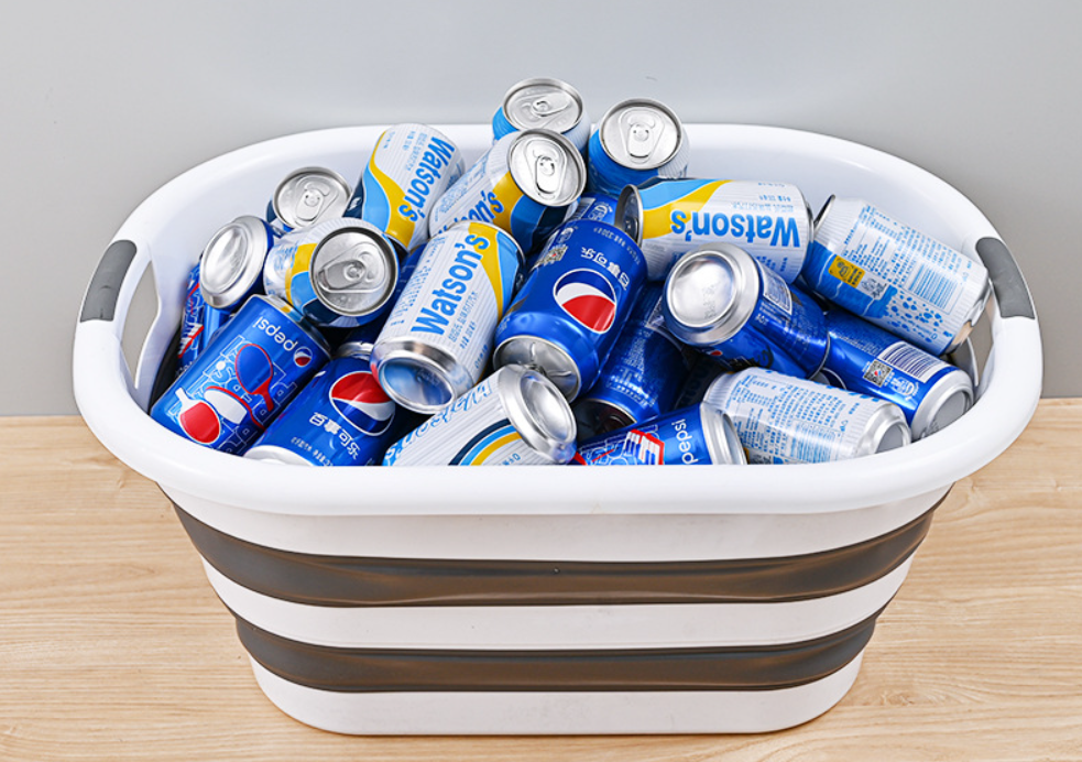 Skladací kôš na bielizeň - tmavo šedá / biela