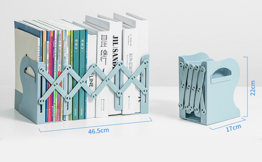 Organizér, stojan na knihy s držiakom na ceruzky – zelenomodrý