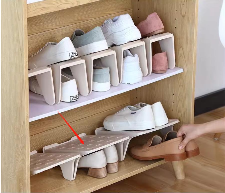 Plastový organizér na topánky dvojitý - béžový 1ks