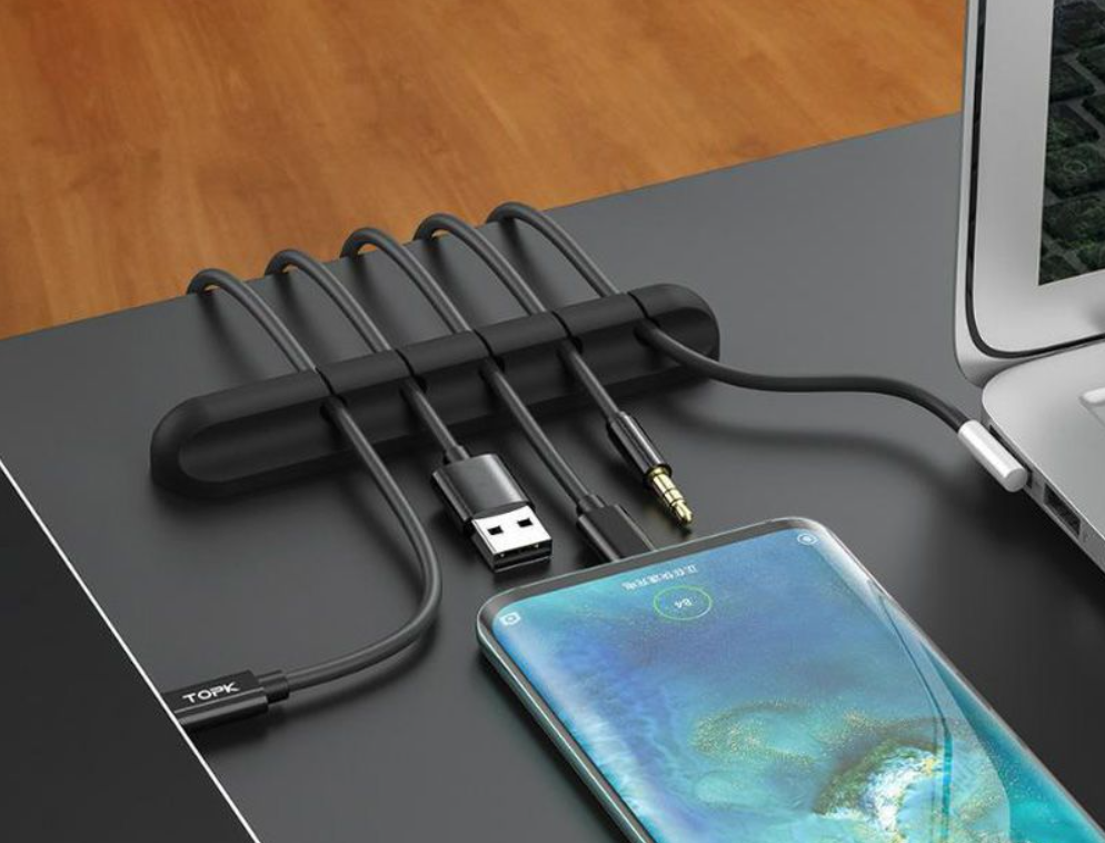 Organizér káblov na stôl - 5 slotov (čierny)