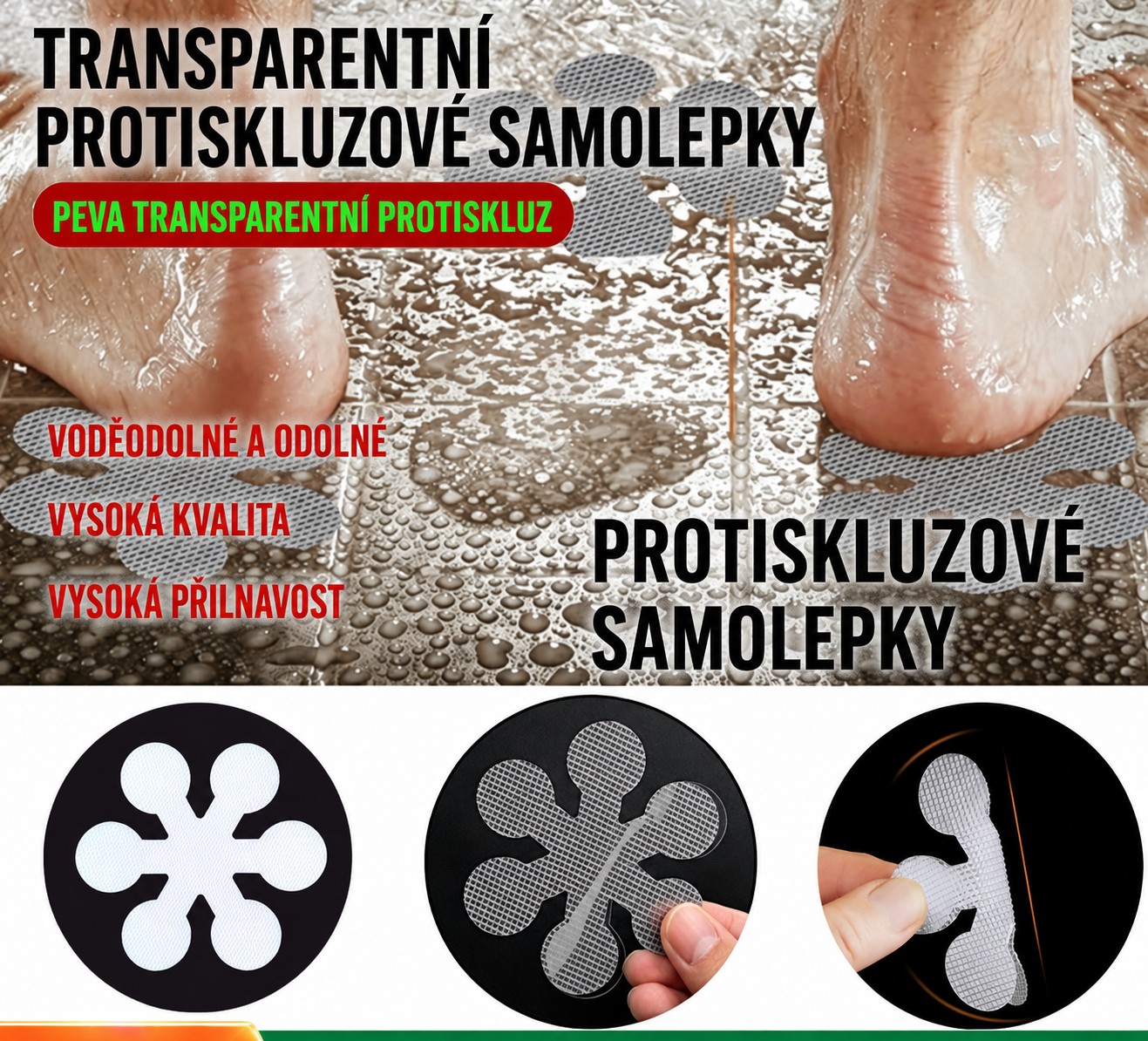 Protišmykové samolepky do vane a kúpeľne - sada 8 ks