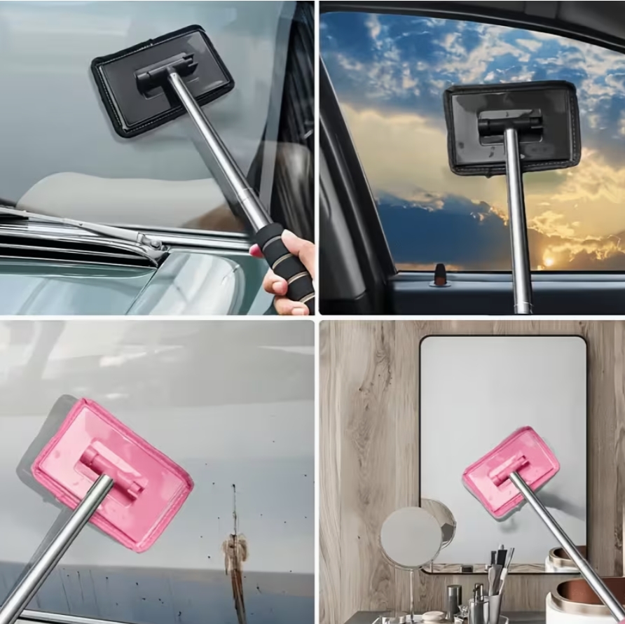 Teleskopická stierka / čistič skiel do auta s mikrovláknovým návlekom - otočná hlavica 180 °