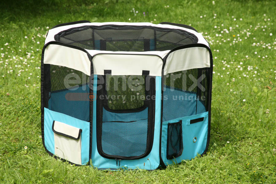 Klietka kruhová, skladacia, látková, výbehy, veľkosť XL, svetlo modrá