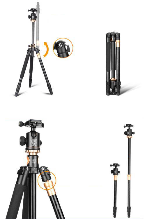 Hliníkový stativ tripod s hlavou s příčnou osou