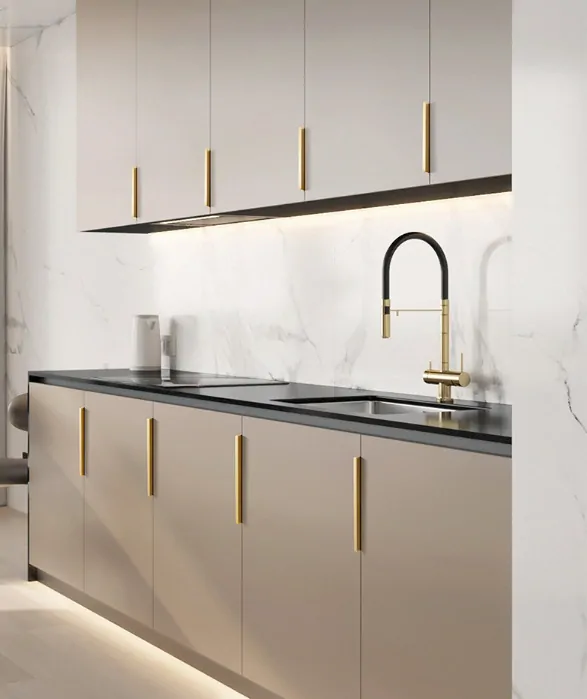 Profilová nábytková úchytka 250mm 6805 horná zlatá